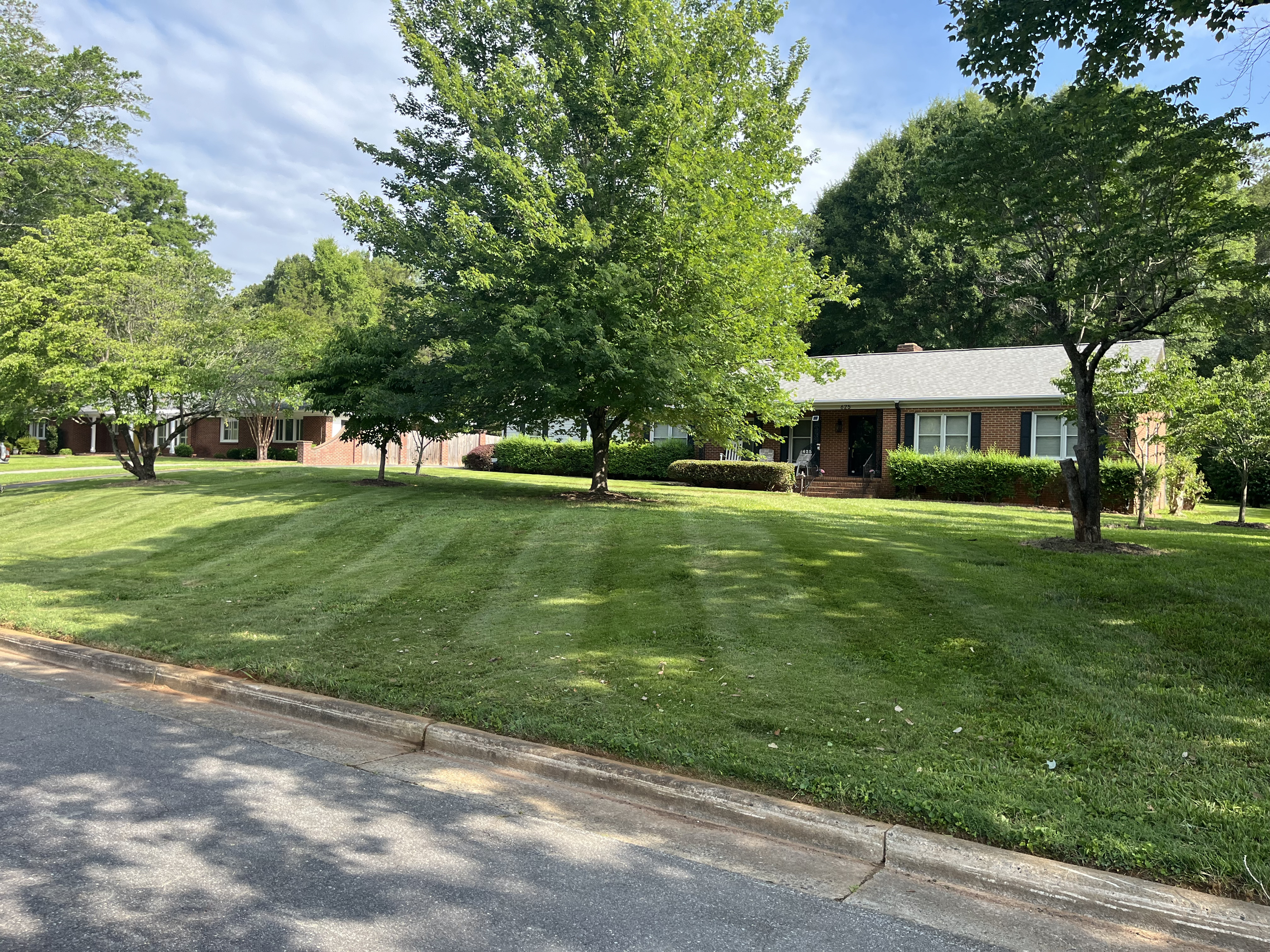 Mowing stripes on a rambler-style property