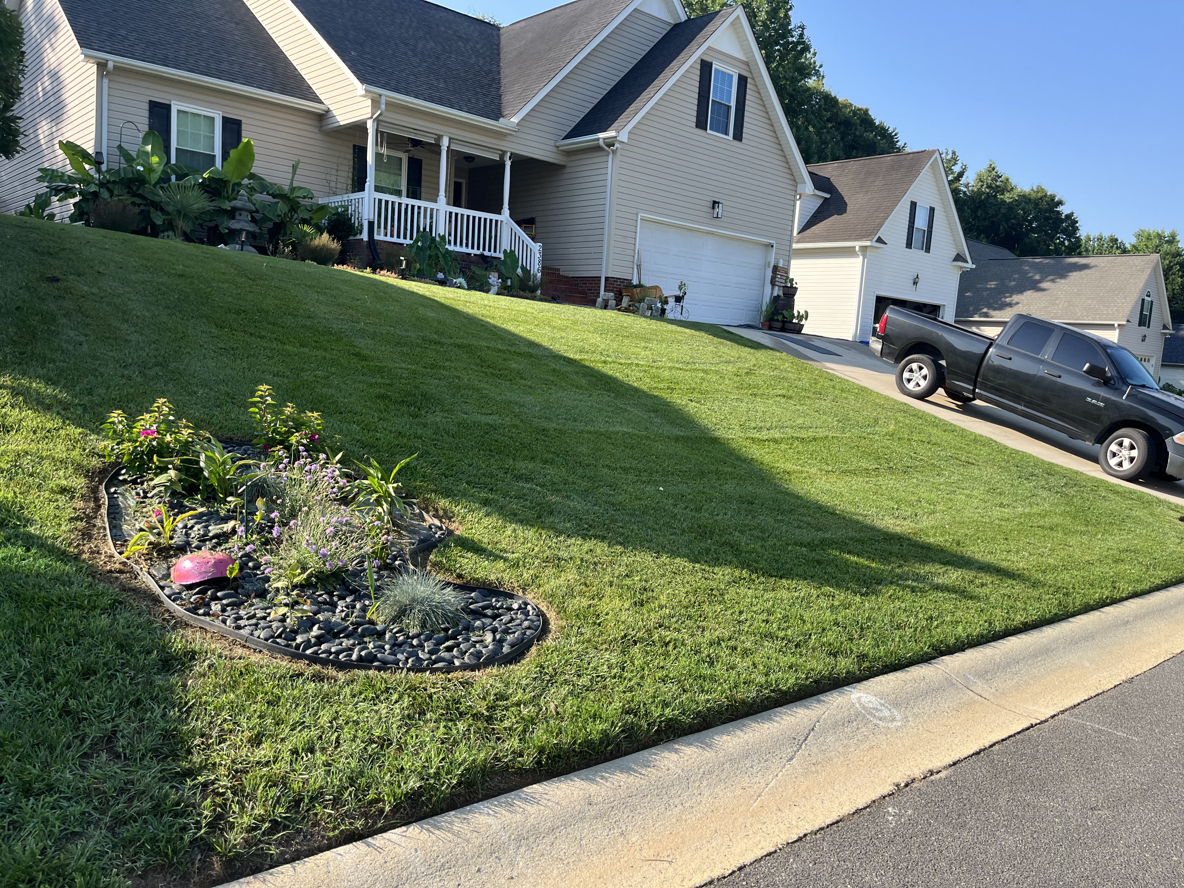 Lawn care on a sloped property